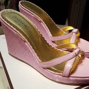 Coach pink wedge